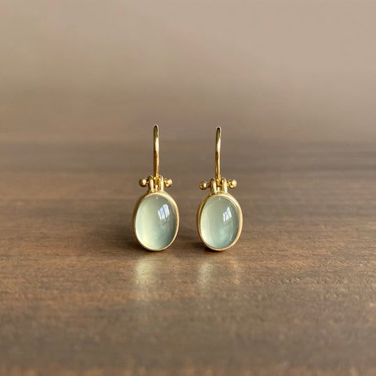 Vintage Earrings with Green Moonstone - Elina-The Livary