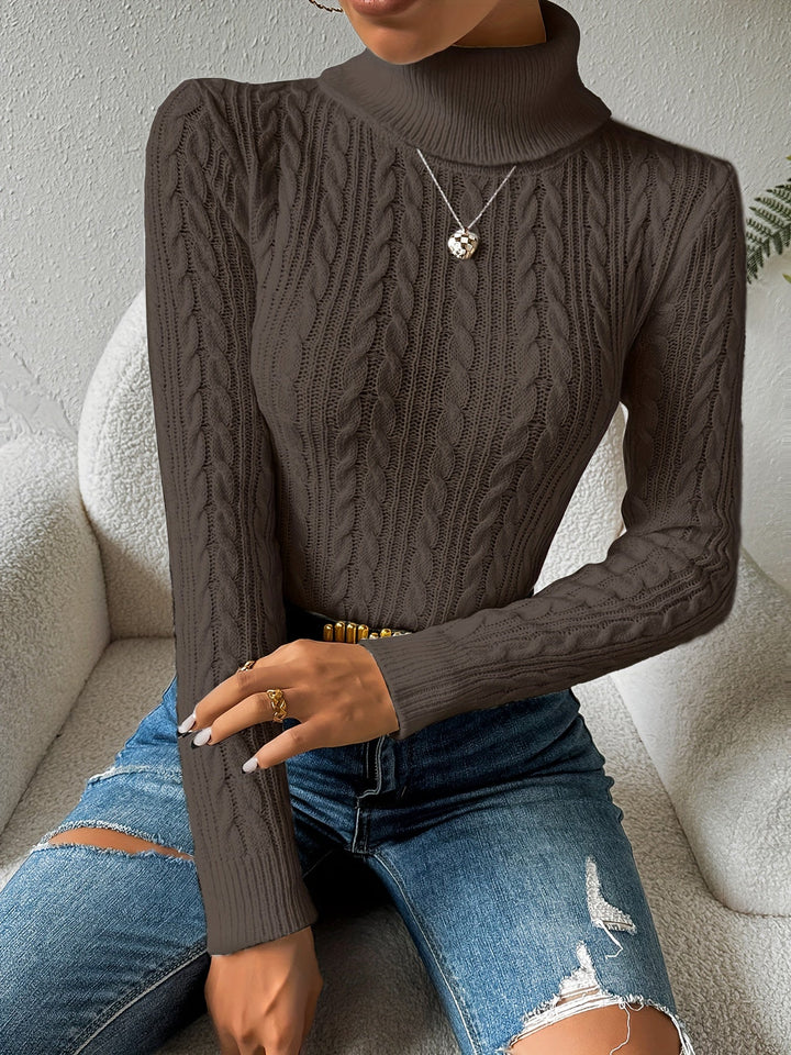Plain Cable Knit Sweater for Women - Amara-Dark grey-S-The Livary