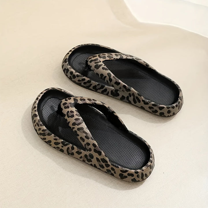 Breathable & Non-slip Summer Slippers with Print for Women - Kaja-Khaki-3.5-The Livary