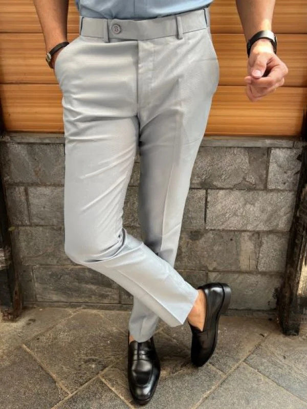 Slim Fit Formal Men's Trousers – Milan-Light grey-18-The Livary