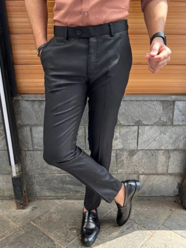 Slim Fit Formal Men's Trousers – Milan-Black-18-The Livary