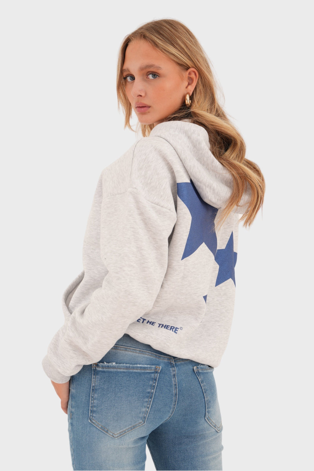 Grey Ladies' Sweater with Playful Star Print - LunaStar-XS-The Livary