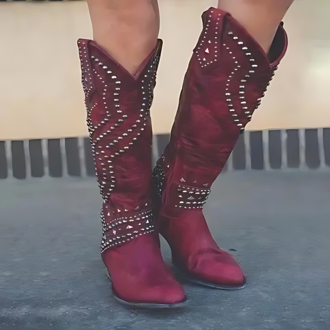 Stylish High Ladies' Boots - Elena-Bordeaux red-2.5-The Livary