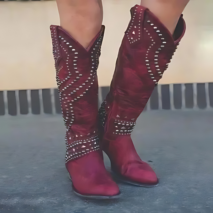 Stylish High Ladies' Boots - Elena-Bordeaux red-2.5-The Livary