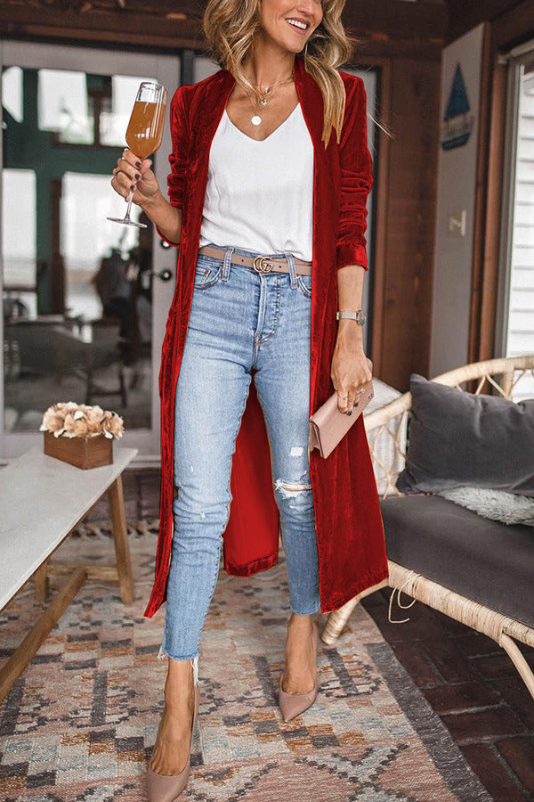Ladies Stylish Suede Kimono Jacket - Isabella-Red-S-The Livary