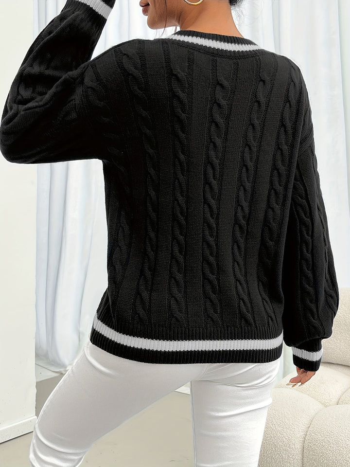 Knit Sweater with Refined Details - Aurora-Blue-S-The Livary