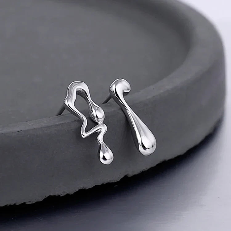 Water Droplet Earrings - Livia-Silver-The Livary