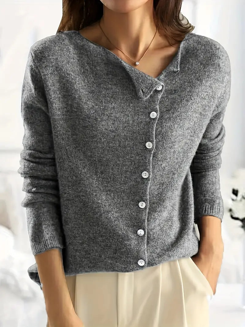 Smooth Asymmetrical Vest with Button Closure - Sienna-S-Dark grey-The Livary