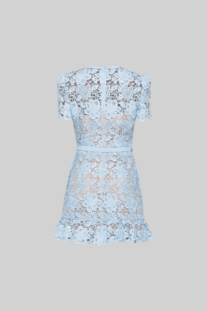 Embroidered summer mini dress with waist belt – Alina-S-The Livary