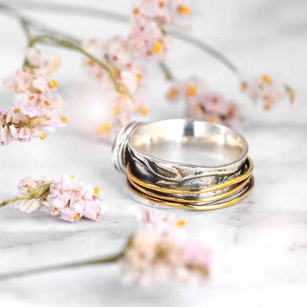 Aquamarine Spinner Ring - Selene-2.01 in-The Livary