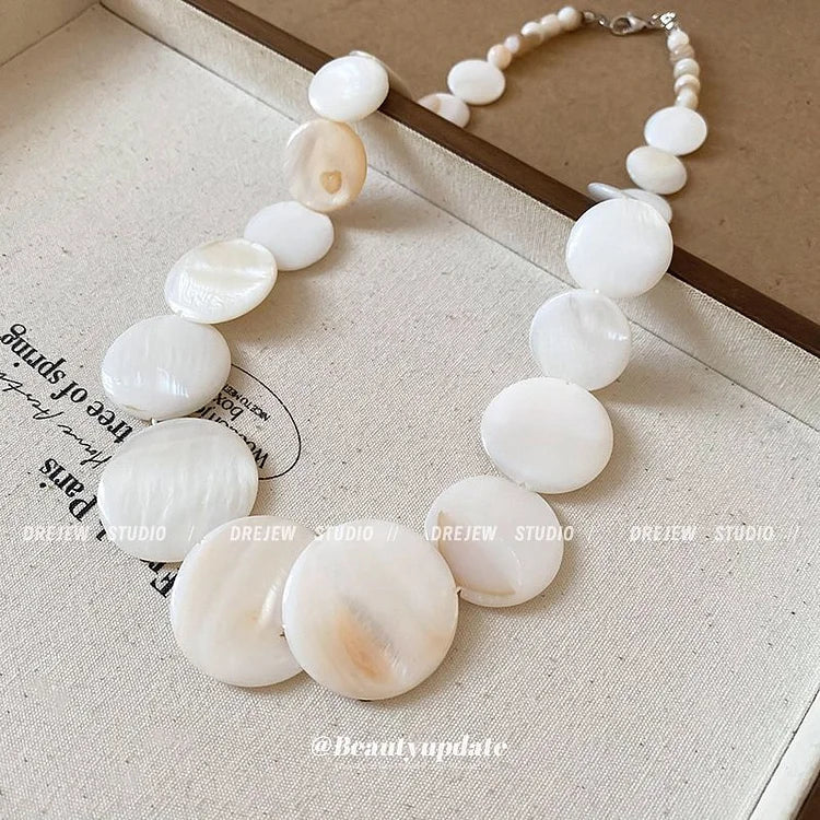 Boho Shell Necklace - Naya-Round Shell Necklace-The Livary