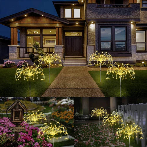 Waterproof Solar Garden Light with Firework Effect – SparkGlow-Multicoloured-The Livary