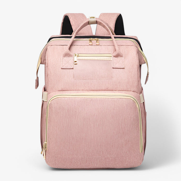 Multi-Functional Changing Bag with Pull-Out Baby Cot – Noëlle-Light pink-The Livary