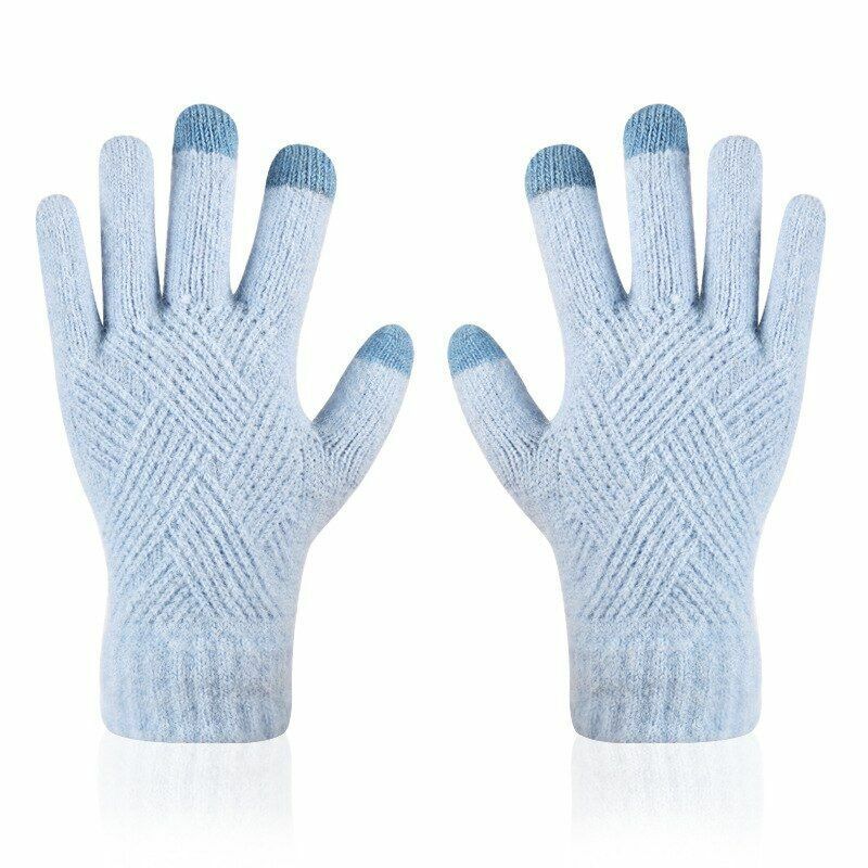 Comfy Knitted Women's Gloves - Isabelle-Light blue-The Livary