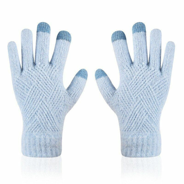 Comfy Knitted Women's Gloves - Isabelle-Light blue-The Livary