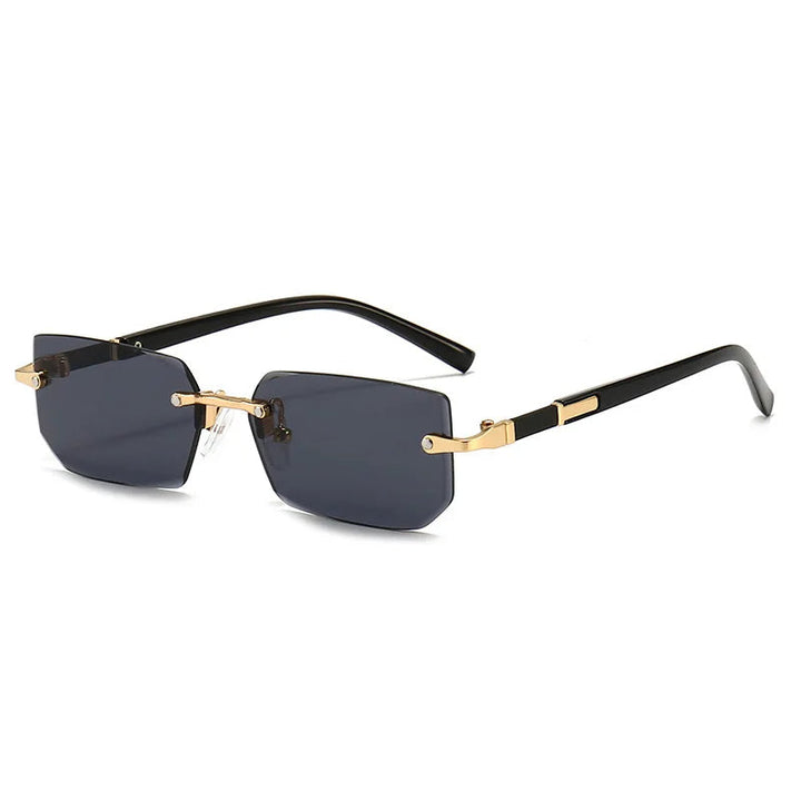 Stylish rectangular sunglasses without a frame for women - KlaraView-Black-The Livary