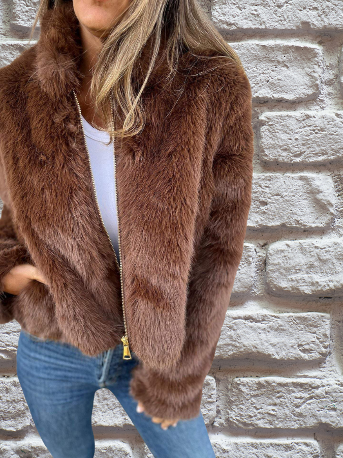 Luxury Soft Ladies Coat - Aurora-Brown-S-The Livary
