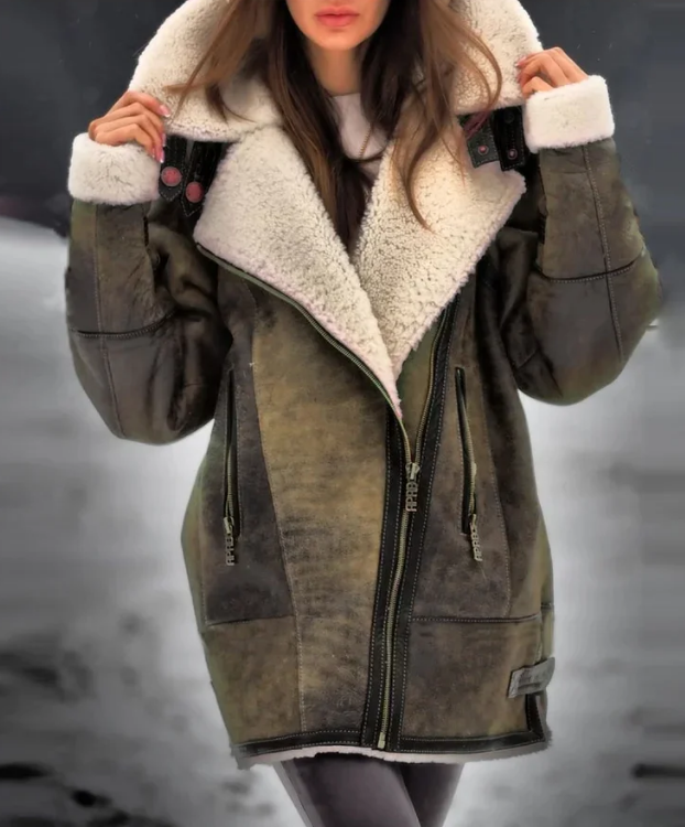 Warm Fleece Jacket for Women - Amara-Green-S-The Livary