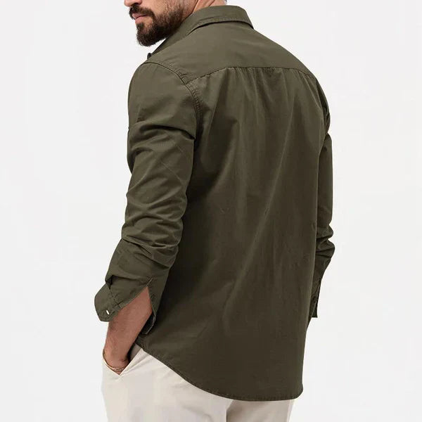 Stylish Men's Cargo Shirt - Tobias-Khaki-S-The Livary