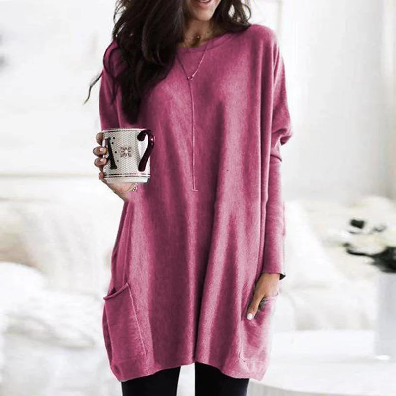 Trendy Tunic with Long Sleeves - Celina-Dark pink-S-The Livary