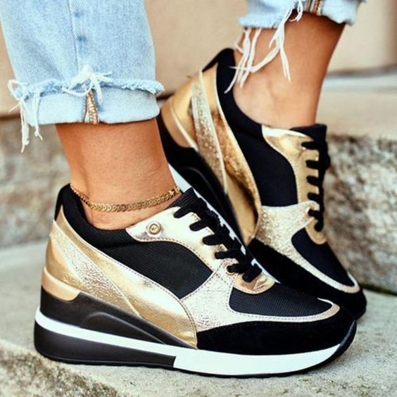 Lightweight Air Sneakers for Women - Nova-Black - Gold-4.5-The Livary