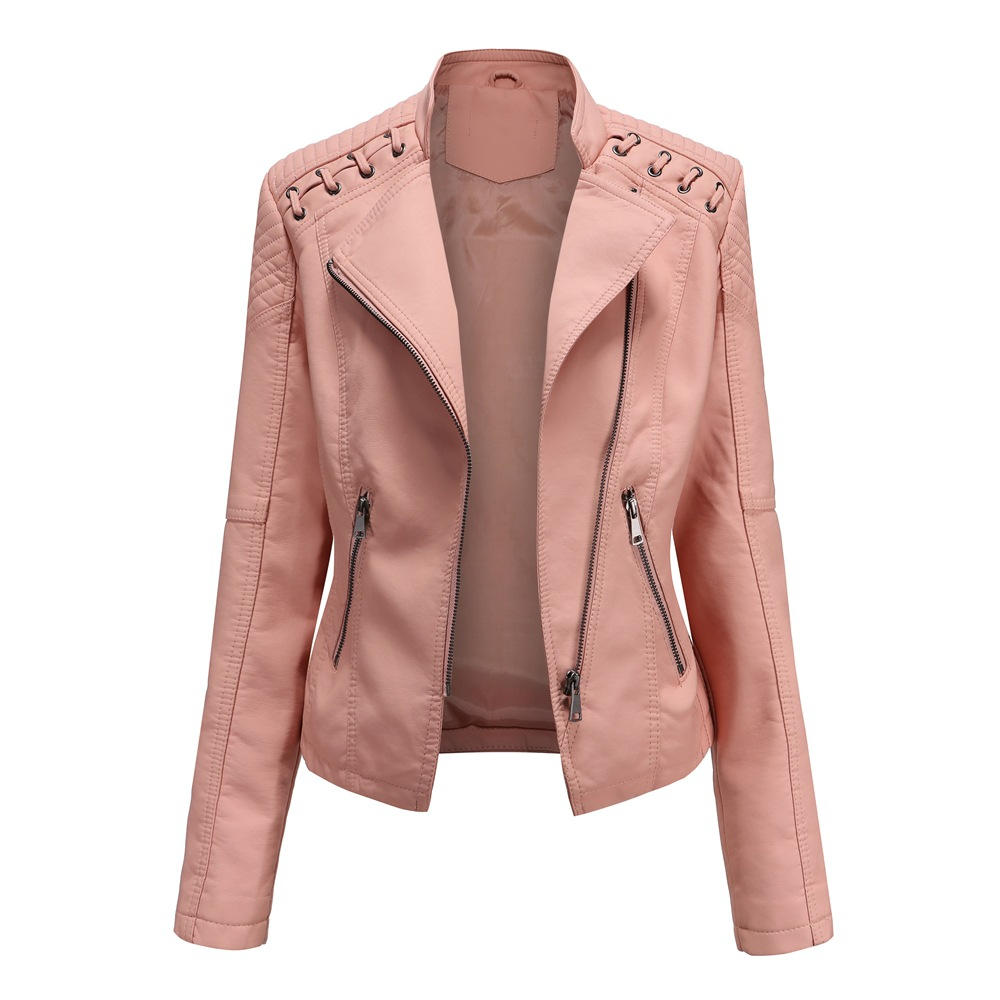 Ladies' Leather Jacket – Seraphina-Pink-S-The Livary