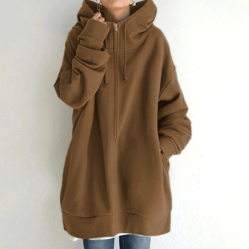 Comfortable Women's Jacket with Hood - ComfyHood-Brown-S-The Livary