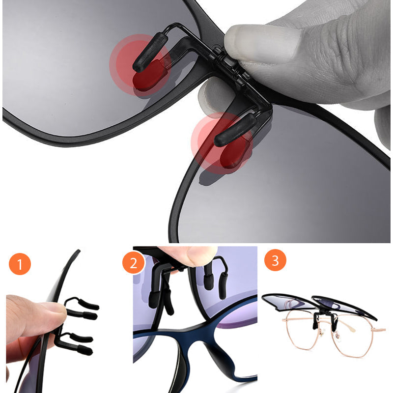 Polarising sunglasses clip for glasses wearers – buy 1, get 1 free – Felix-Blue-The Livary