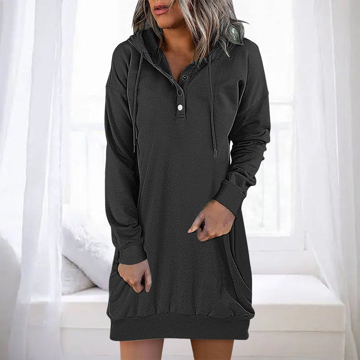 Minimalistic Long Women's Hoodie – Valeria-Black-S-The Livary