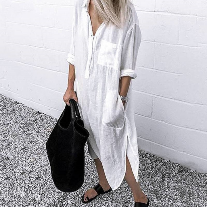 Smooth and Comfortable Long Summer Dress - Mila-White-S-The Livary