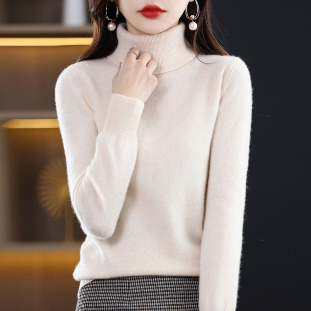 Luxury Cashmere Ladies Turtleneck - Elena-Light brown-S-The Livary