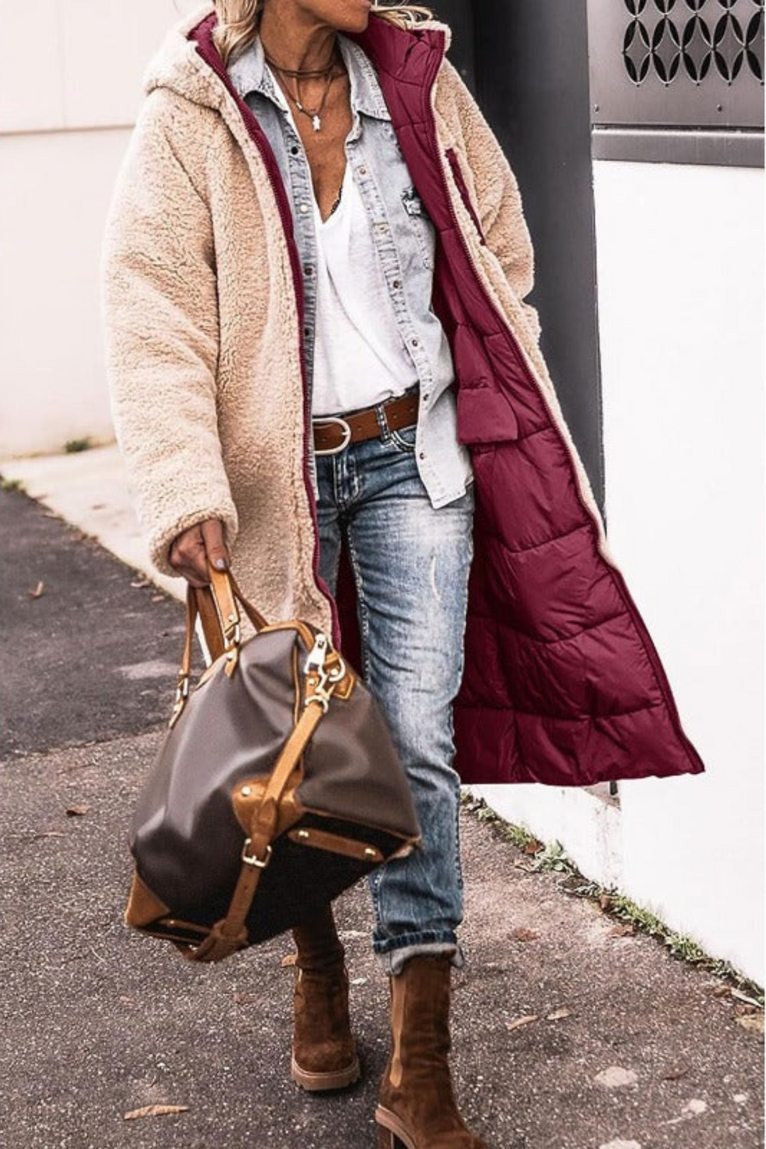 Trendy Double-Sided Ladies Winter Coat - Sofia-Brown-S-The Livary