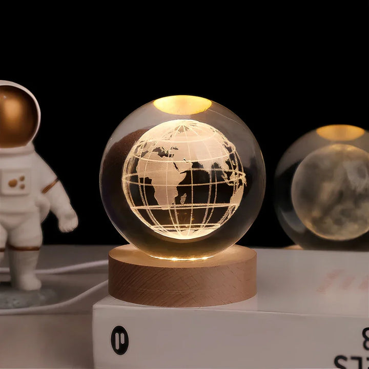 3D Engraved Crystal Sphere - Celestia-Earth-The Livary