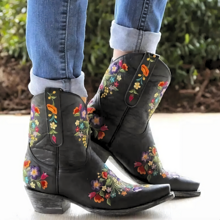 Waterproof Vintage Cowgirl Boots - Sierra-2.5-Black-The Livary