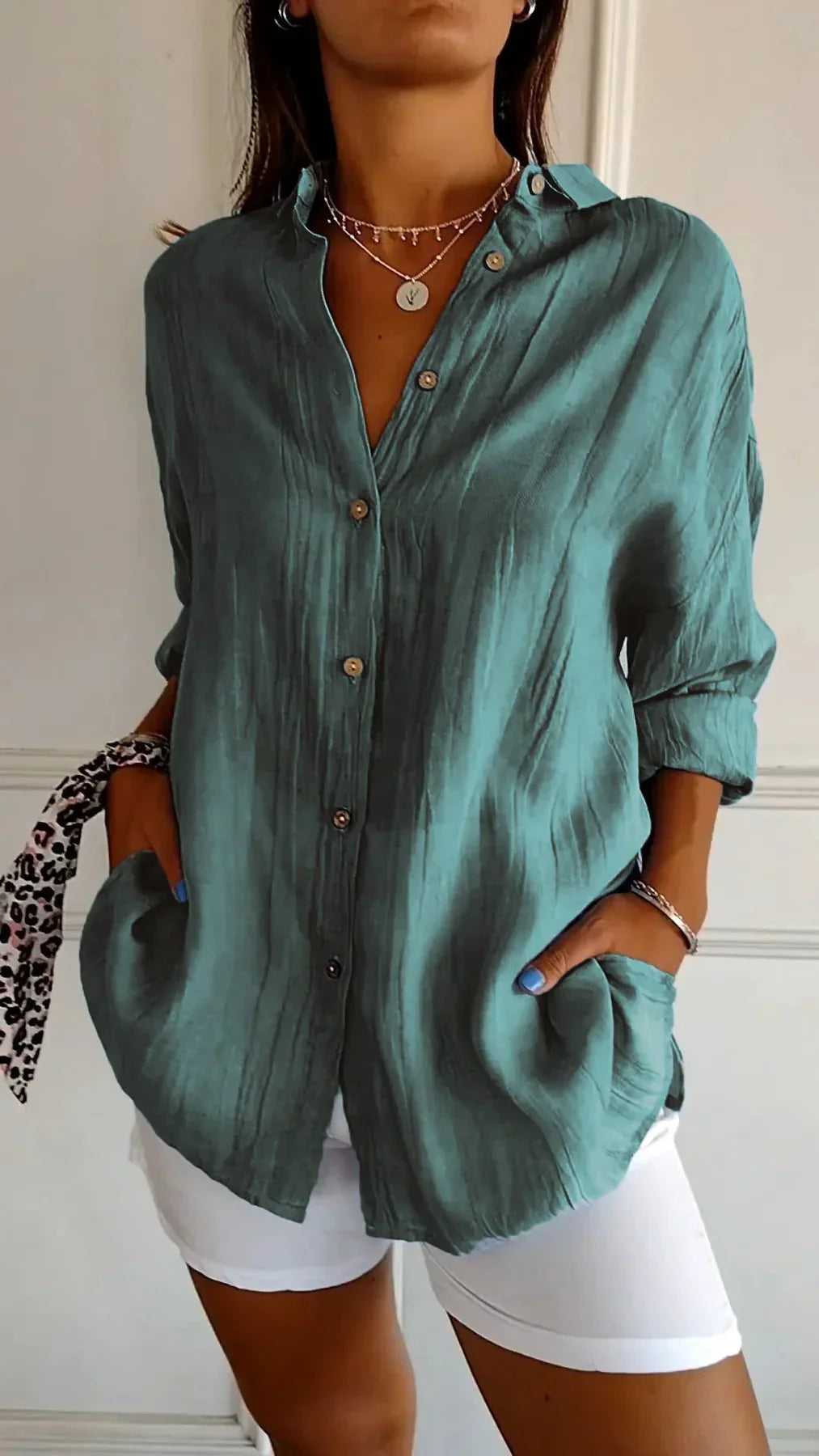 Lightweight Ladies Blouse - Elodie-Green-S-The Livary