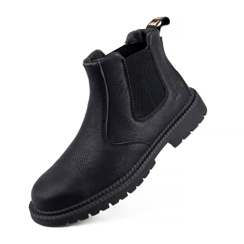 Waterproof Leather Work Boots - Sigvard-Black-6.5-The Livary