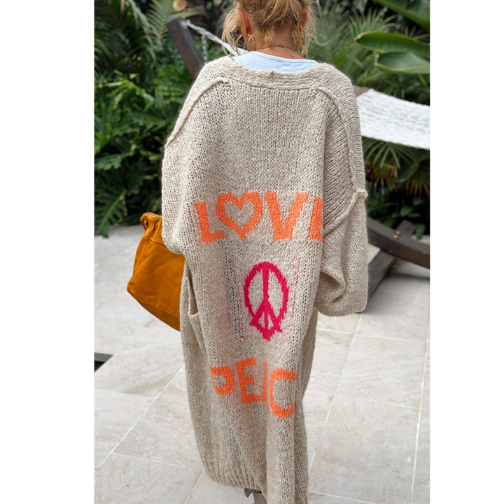 Trendy Long Knitted Cardigan - Sofia-Orange-One Size-The Livary