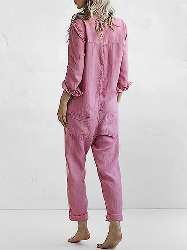 Casual Jumpsuit – Liv | 100% Cotton, With Handy Pockets-Green-S-The Livary