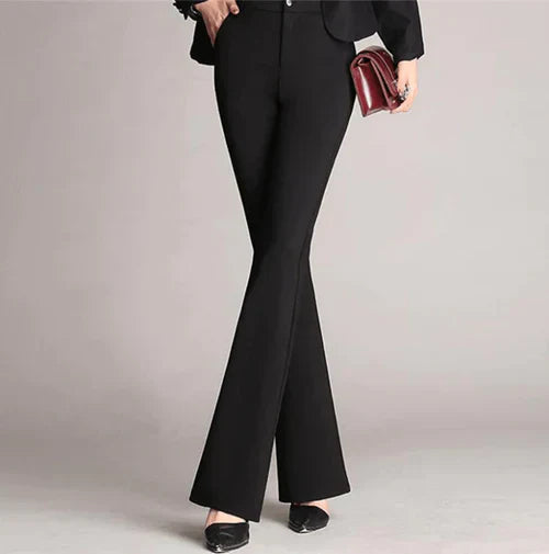 Slim Fit Flared High Waist Trousers – Mila-Black-S-The Livary