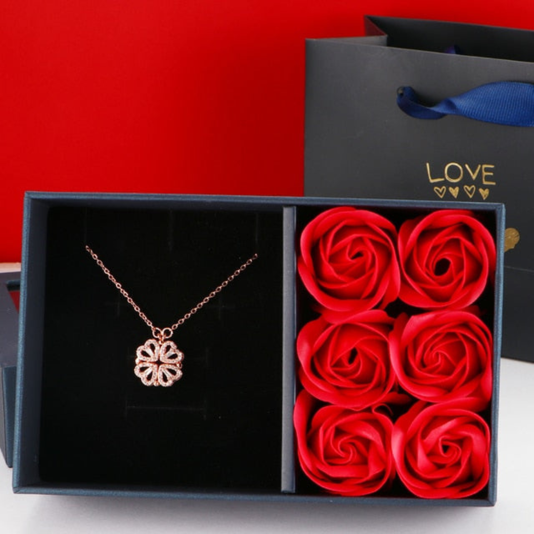 Luxury Diamond Necklace - Livia-Rose Gold with Roses-The Livary