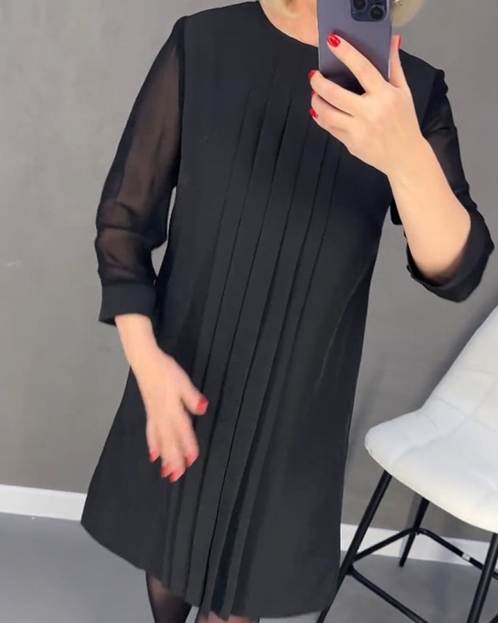 Elegant shift dress with mesh details – Gabrielle-Black-S-The Livary