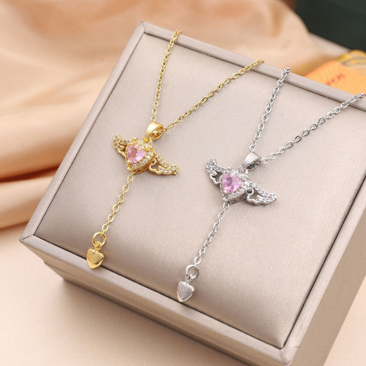 Enchanting Angel Wings Necklace - Livia-Silver-The Livary