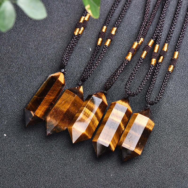Natural Crystal Amethyst Healing Necklace - Lyra-Tiger's eye-The Livary