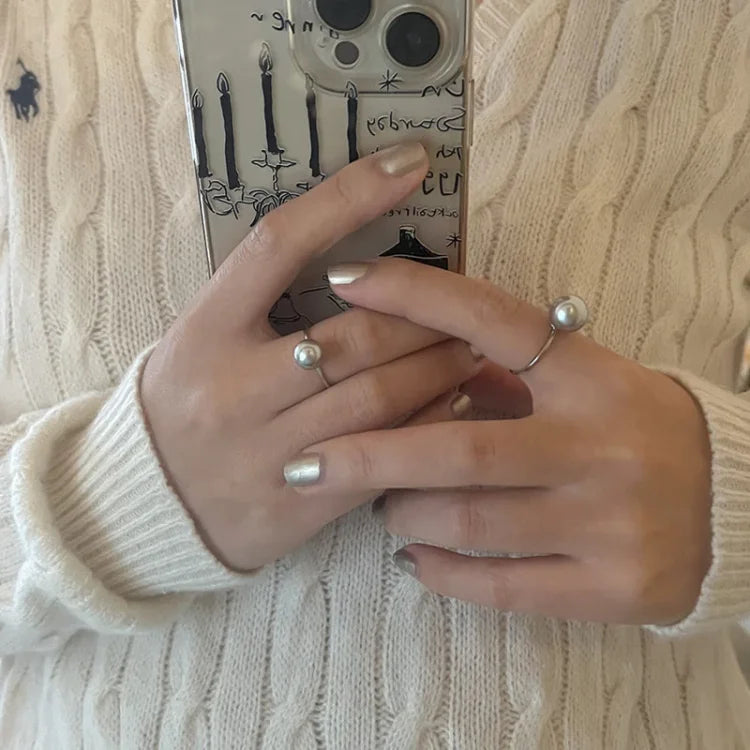 Classic Adjustable Pearl Ring - Sofia-White-The Livary