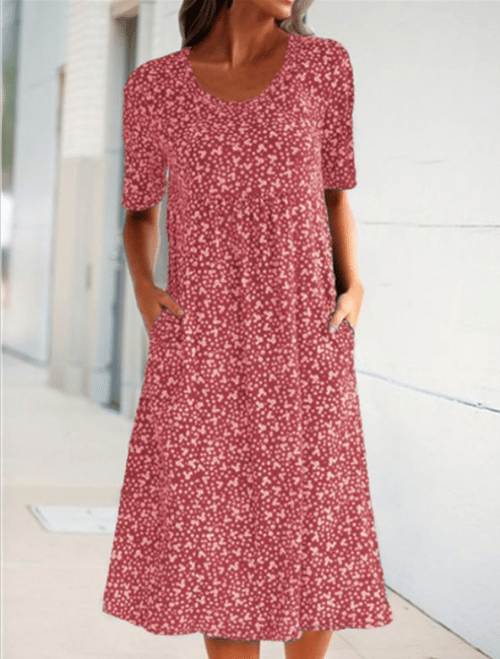 Stylish Floral Print Dress - Eva | The Perfect Light Summer Dress!-Red-S-The Livary