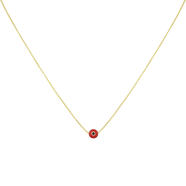 Glossy Nazar Necklace - Amira-Red-Gold-The Livary
