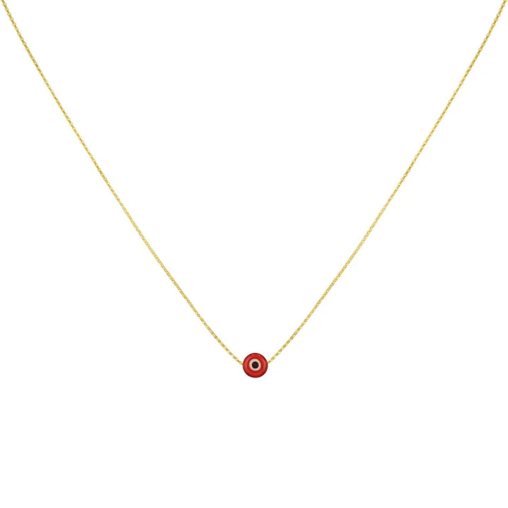 Glossy Nazar Necklace - Amira-Red-Gold-The Livary