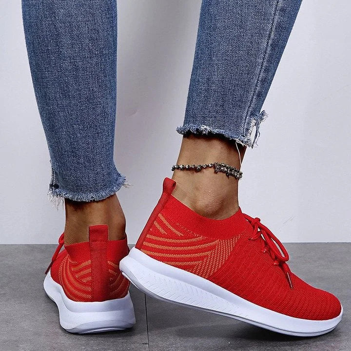 Stylish Orthopaedic Ladies Sneakers - Lyra-Red-2.5-The Livary