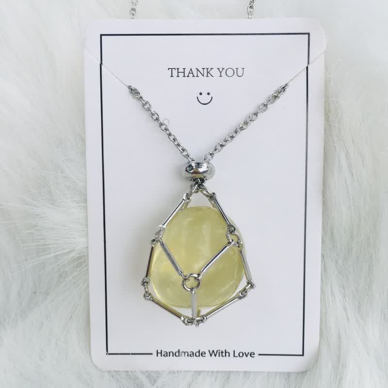 Small Natural Crystal Stone Bracelet Necklace - Iris-Citrine-Silver-The Livary