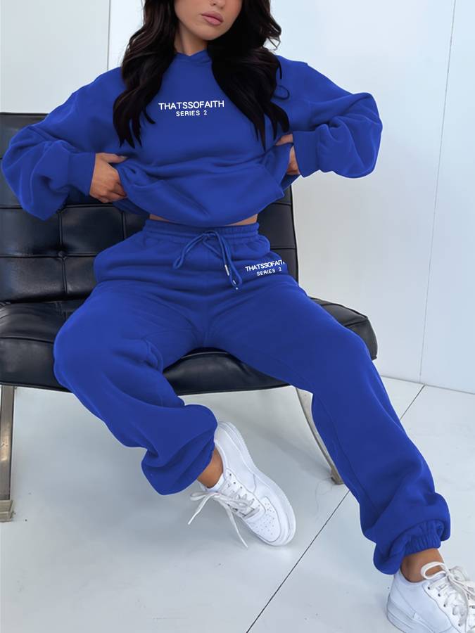 Casual Women's Sweatpants & Sweater Set - Harper-Blue-S-The Livary